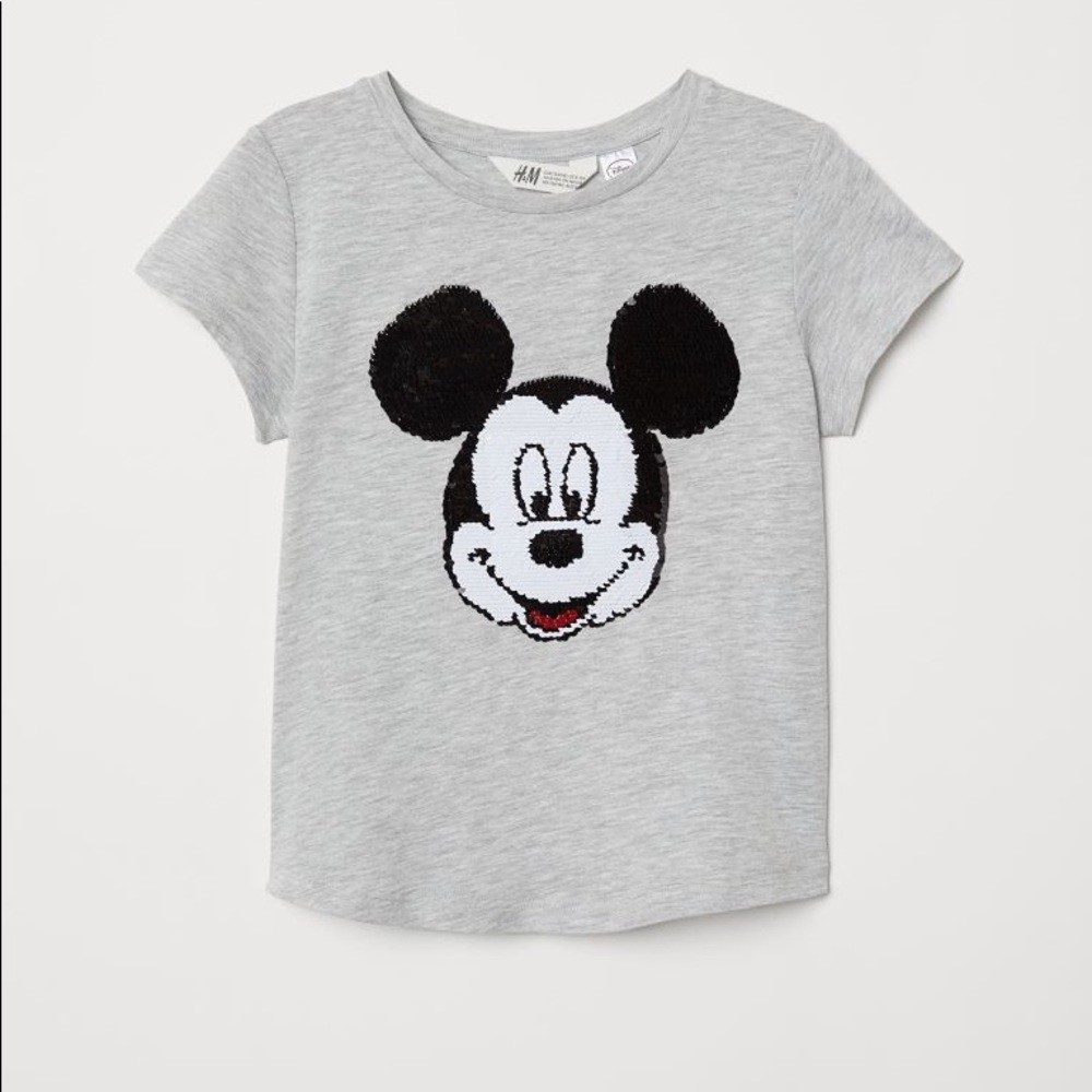 Grey shirt with Mickey Mouse sequence logo